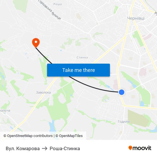 Вул. Комарова to Роша-Стинка map