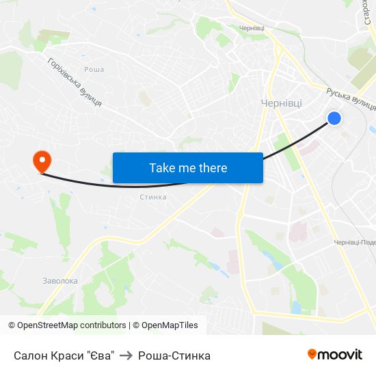 Салон Краси "Єва" to Роша-Стинка map