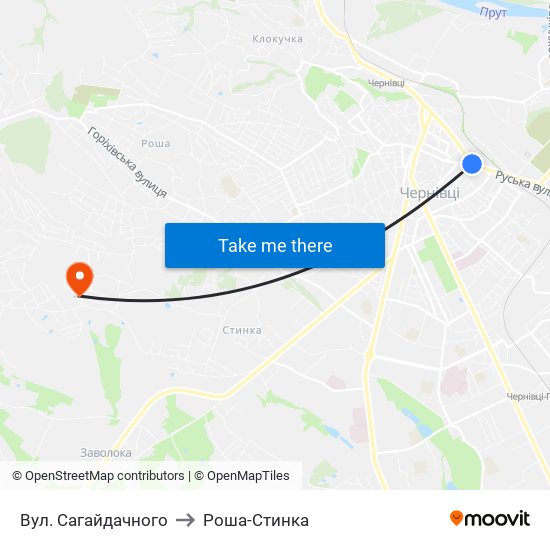 Вул. Сагайдачного to Роша-Стинка map