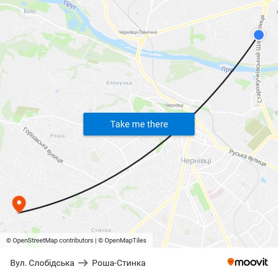 Вул. Слобідська to Роша-Стинка map