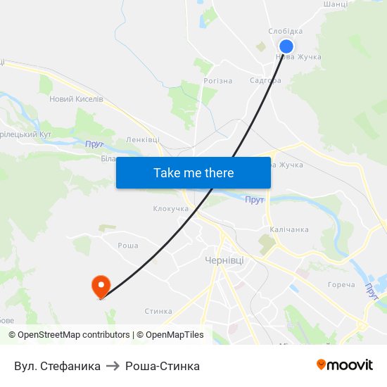 Вул. Стефаника to Роша-Стинка map