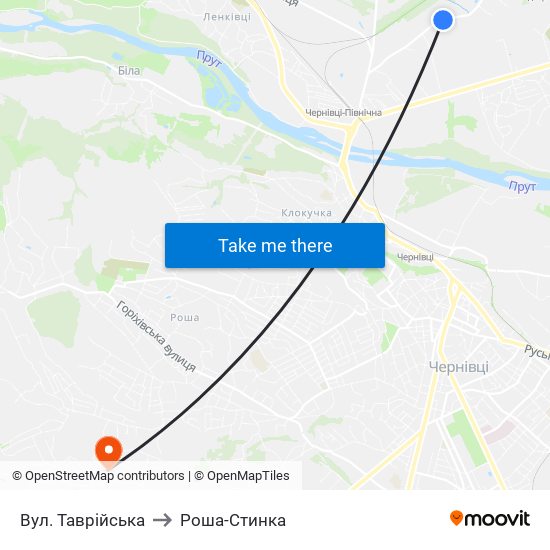 Вул. Таврійська to Роша-Стинка map