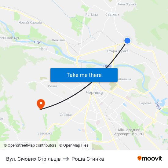 Вул. Січових Стрільців to Роша-Стинка map