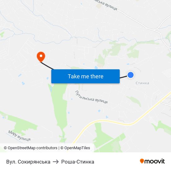 Вул. Сокирянська to Роша-Стинка map