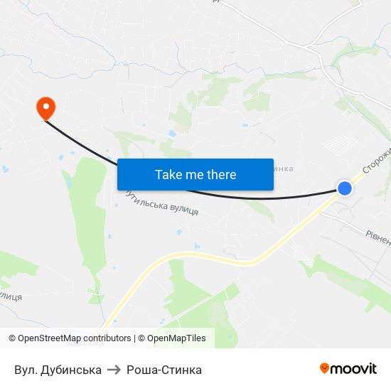 Вул. Дубинська to Роша-Стинка map