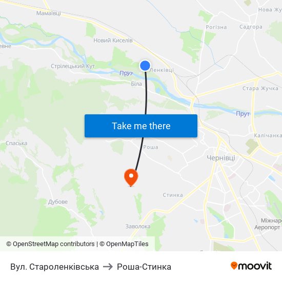Вул. Староленківська to Роша-Стинка map