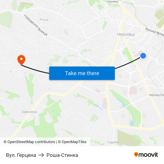 Вул. Герцена to Роша-Стинка map