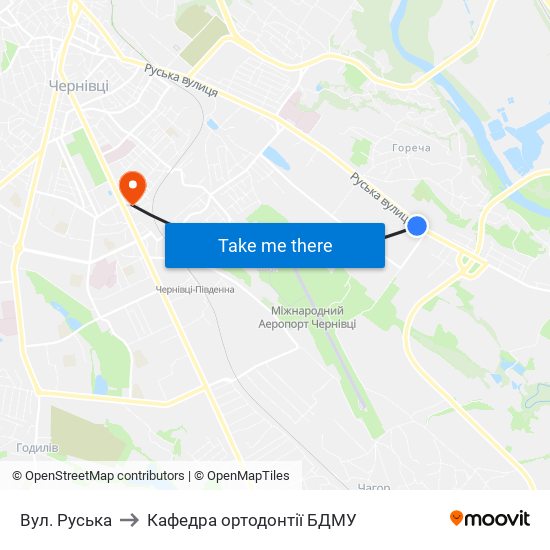 Вул. Руська to Кафедра ортодонтії БДМУ map