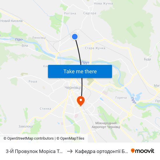 3-Й Провулок Моріса Тореза to Кафедра ортодонтії БДМУ map