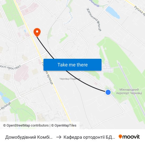 Домобудівний Комбінат to Кафедра ортодонтії БДМУ map