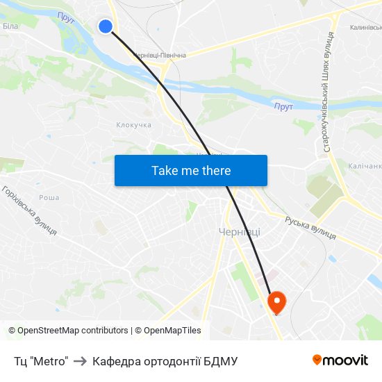Тц "Metro" to Кафедра ортодонтії БДМУ map