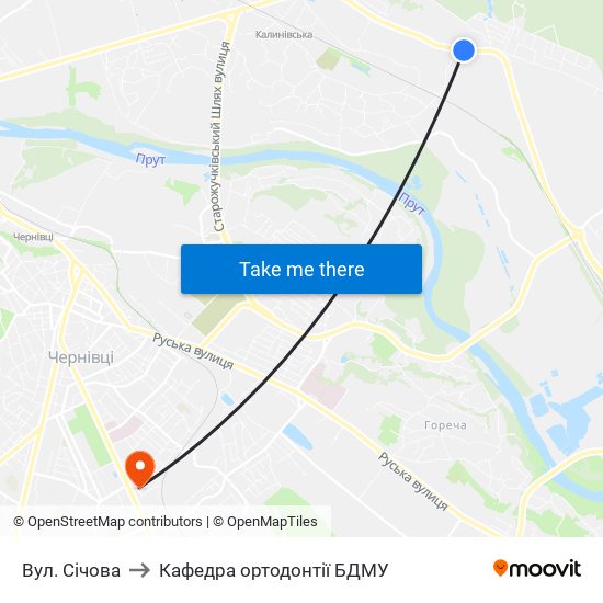 Вул. Січова to Кафедра ортодонтії БДМУ map