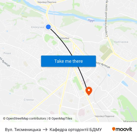 Вул. Тисменицька to Кафедра ортодонтії БДМУ map