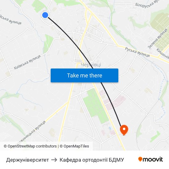 Держуніверситет to Кафедра ортодонтії БДМУ map