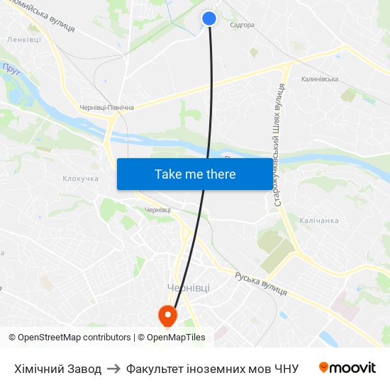 Хімічний Завод to Факультет іноземних мов ЧНУ map