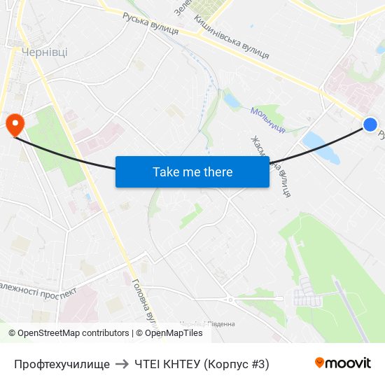 Профтехучилище to ЧТЕІ КНТЕУ (Корпус #3) map