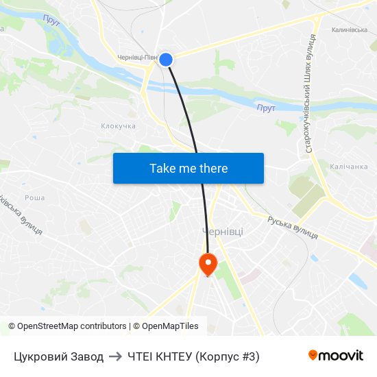 Цукровий Завод to ЧТЕІ КНТЕУ (Корпус #3) map