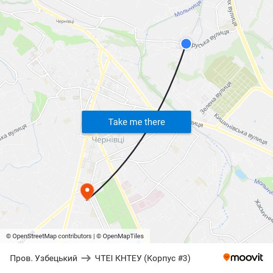 Пров. Узбецький to ЧТЕІ КНТЕУ (Корпус #3) map