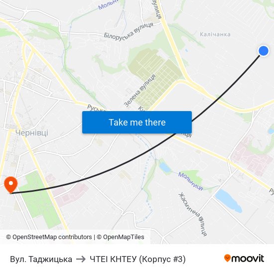 Вул. Таджицька to ЧТЕІ КНТЕУ (Корпус #3) map