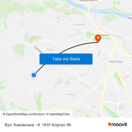 Вул. Каховська to ЧНУ Корпус #6 map