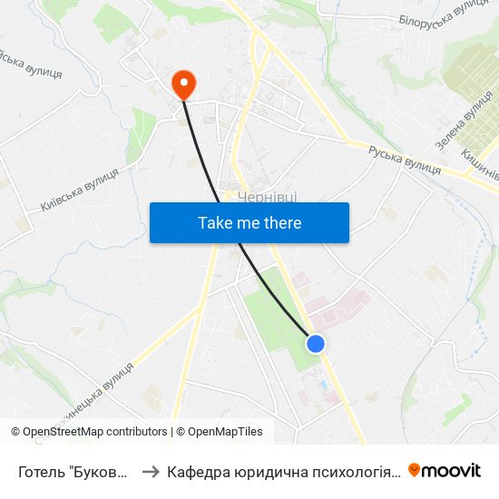 Готель "Буковина" to Кафедра юридична психологія ЧНУ map