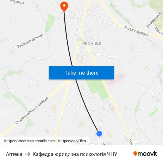 Аптека to Кафедра юридична психологія ЧНУ map