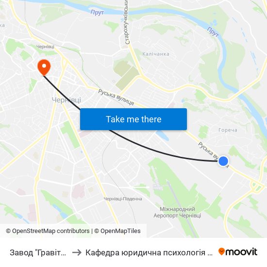 Завод "Гравітон" to Кафедра юридична психологія ЧНУ map