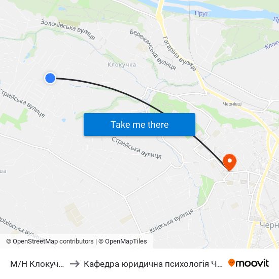 М/Н Клокучка to Кафедра юридична психологія ЧНУ map