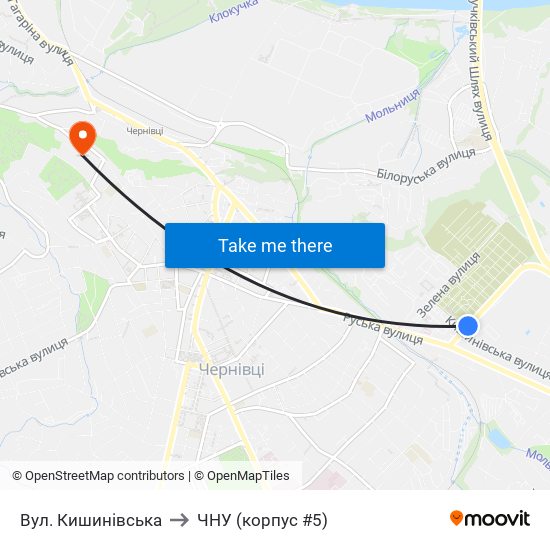 Вул. Кишинівська to ЧНУ (корпус #5) map