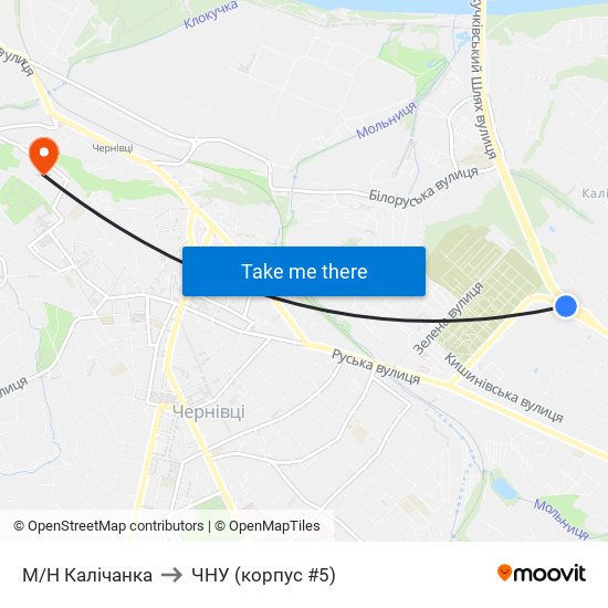 М/Н Калічанка to ЧНУ (корпус #5) map