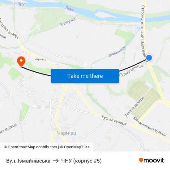 Вул. Ізмайлівська to ЧНУ (корпус #5) map