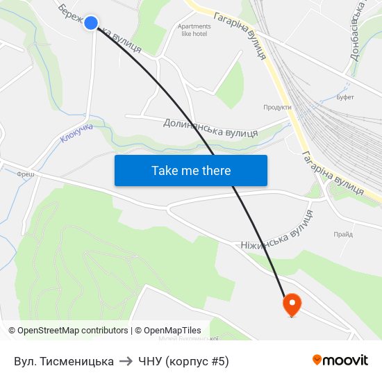 Вул. Тисменицька to ЧНУ (корпус #5) map