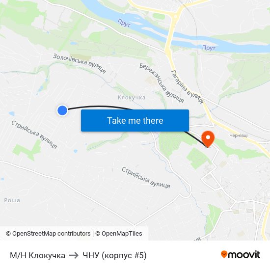М/Н Клокучка to ЧНУ (корпус #5) map