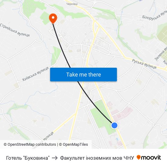 Готель "Буковина" to Факультет іноземних мов ЧНУ map