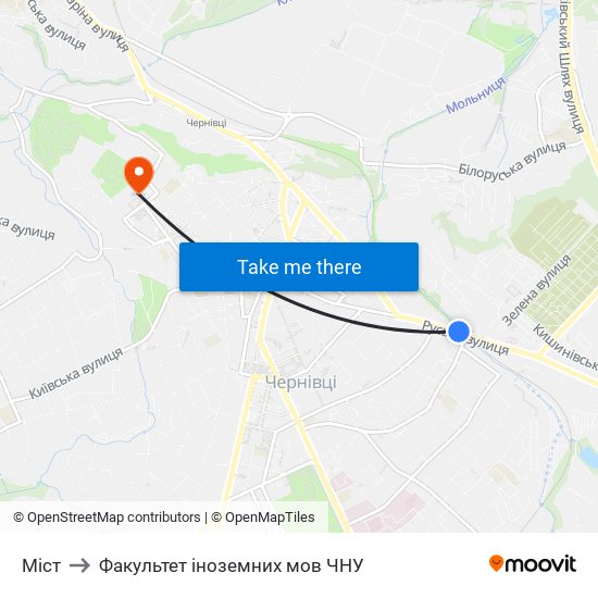 Міст to Факультет іноземних мов ЧНУ map