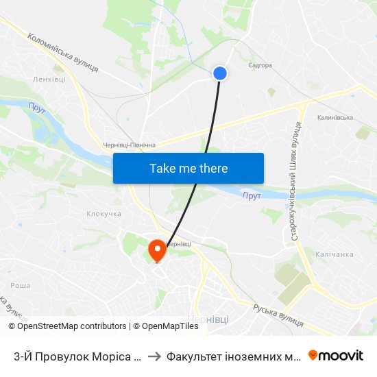 3-Й Провулок Моріса Тореза to Факультет іноземних мов ЧНУ map