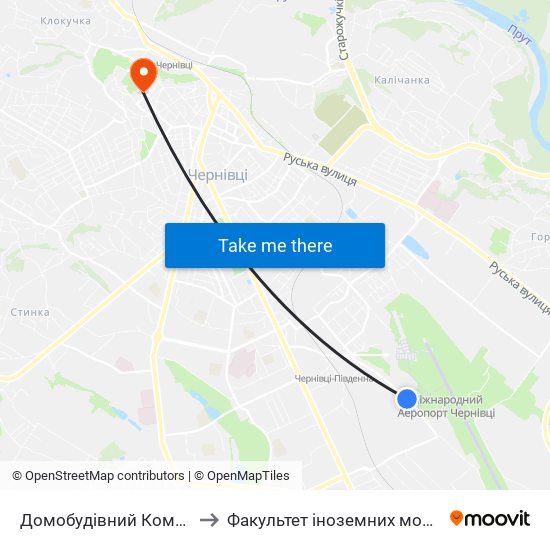 Домобудівний Комбінат to Факультет іноземних мов ЧНУ map