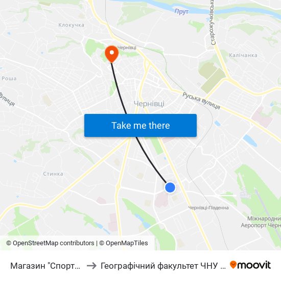 Магазин "Спорттовари" to Географічний факультет ЧНУ (корпус #4) map
