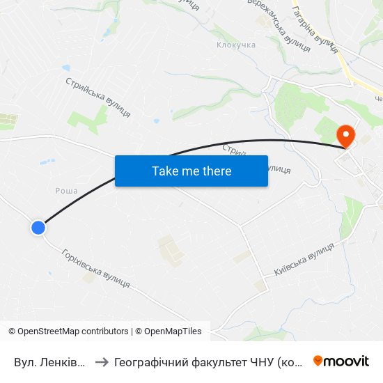 Вул. Ленківська to Географічний факультет ЧНУ (корпус #4) map