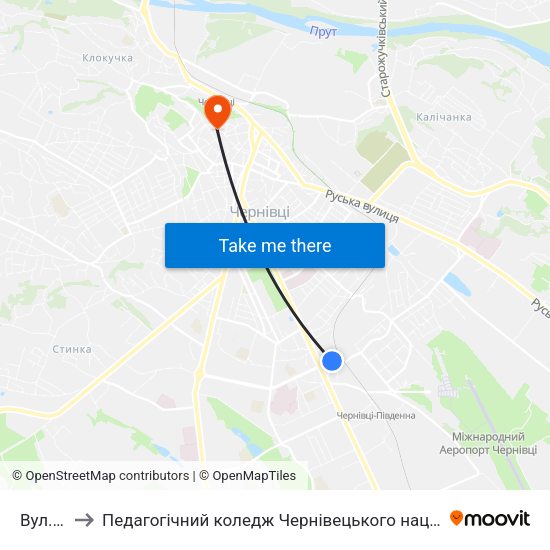 Вул. Ясська to Педагогічний коледж Чернівецького національного університету їм. Ю. Федьковича map