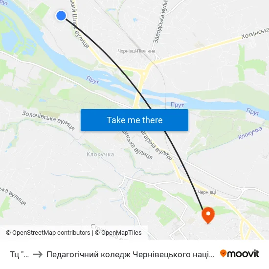 Тц "Metro" to Педагогічний коледж Чернівецького національного університету їм. Ю. Федьковича map