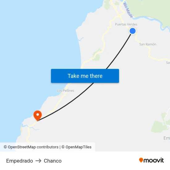 Empedrado to Chanco map