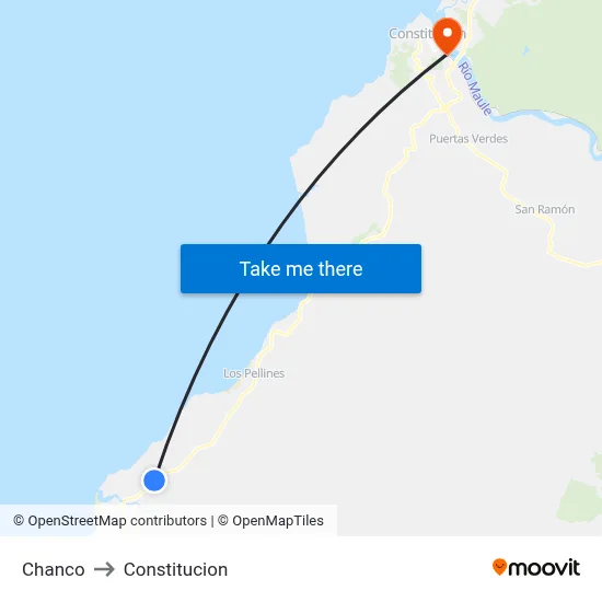 Chanco to Constitucion map