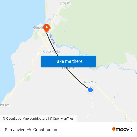 San Javier to Constitucion map