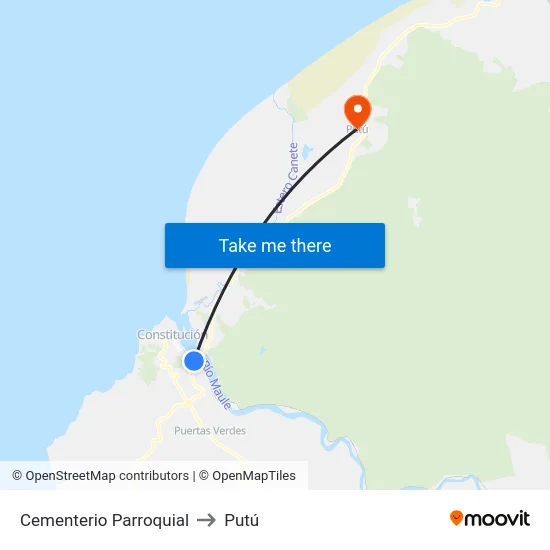 Cementerio Parroquial to Putú map