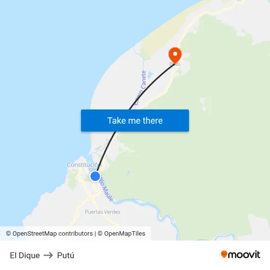 El Dique to Putú map