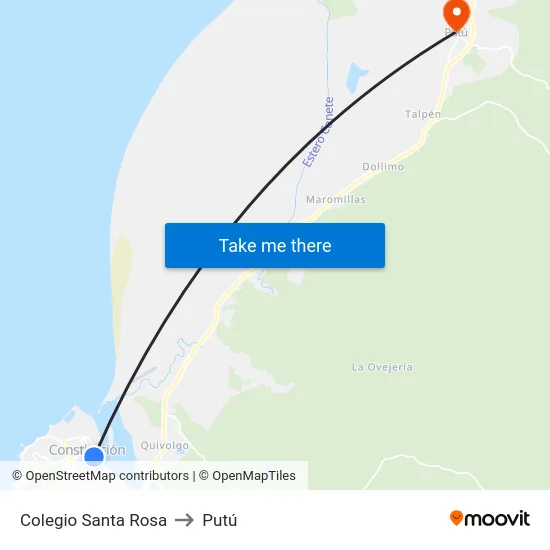 Colegio Santa Rosa to Putú map