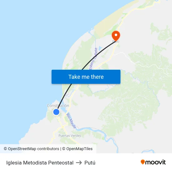Iglesia Metodista Penteostal to Putú map