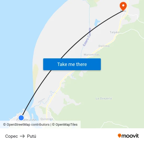 Copec to Putú map