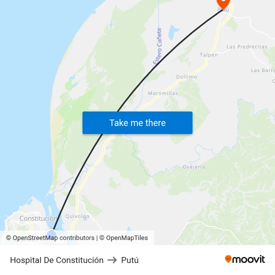 Hospital De Constitución to Putú map